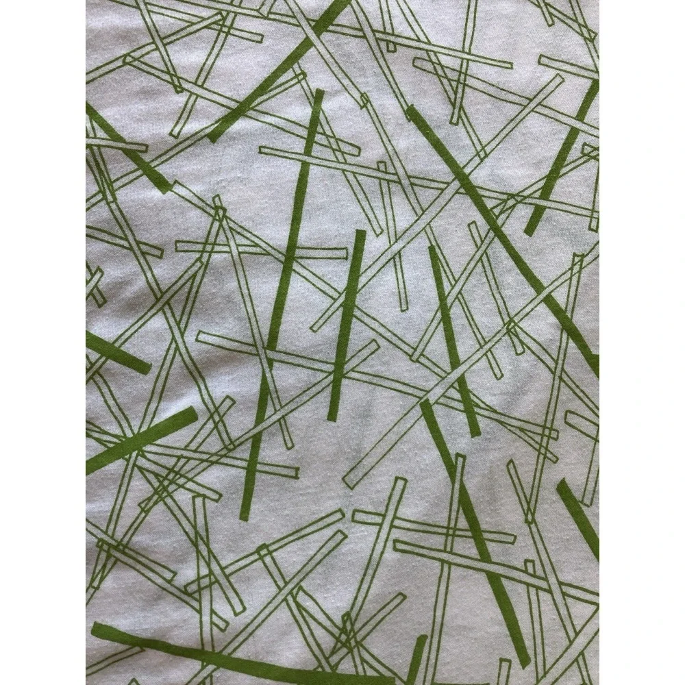 IKEA Plockar Duvet Cover Full Queen‎ Green Ivory Geometric Line Pattern 81x81